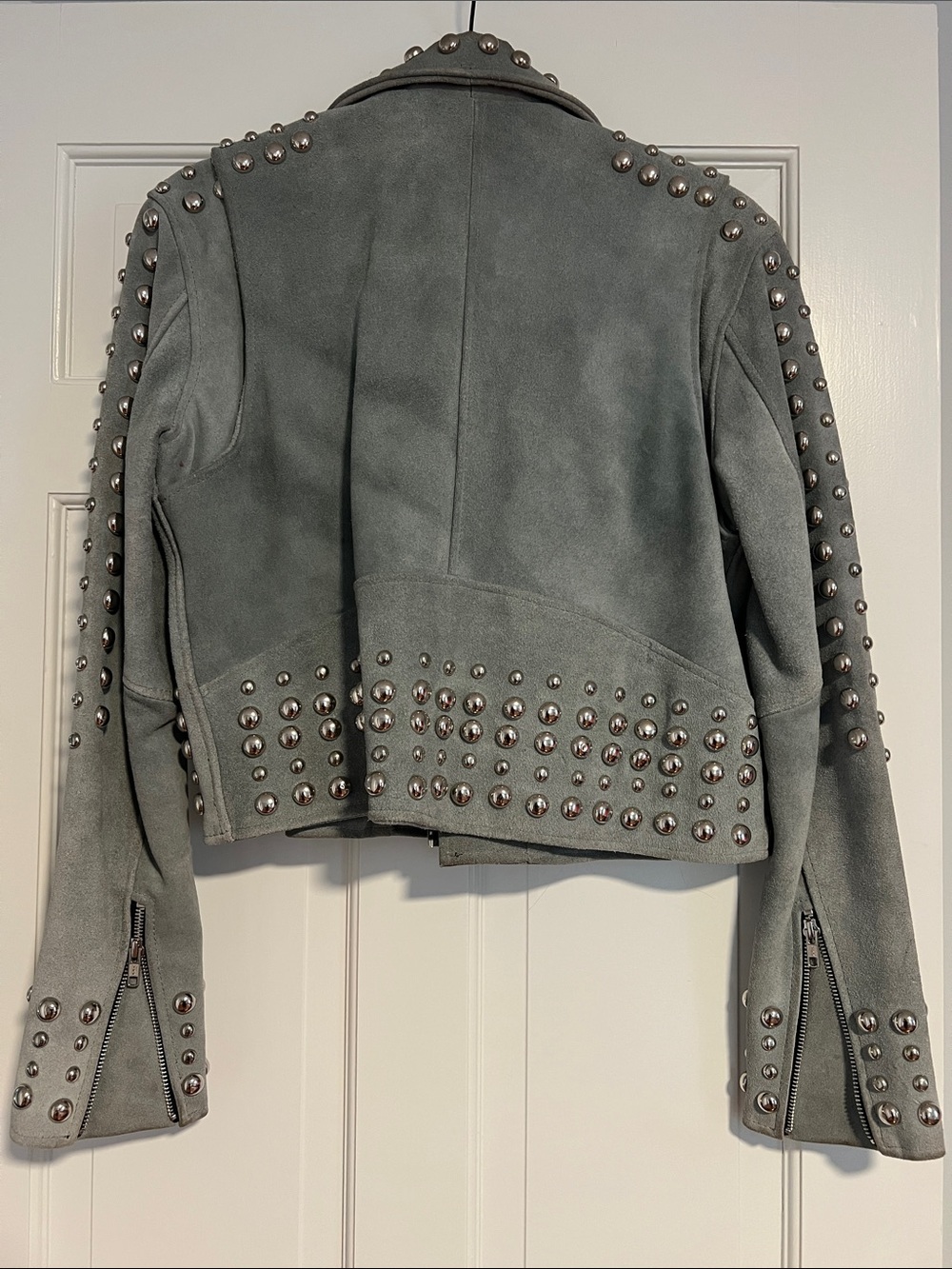 Free People Light Blue Studded Suede Biker Jacket - Picture 6 of 6